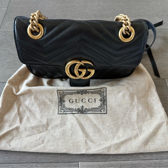 Black Leather Bag with Gold Accents - Picture 5 of 5